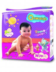 Onwards - Tom & Jerry baby diapers (Mega pack) - M70 (for babies 6-11kg)